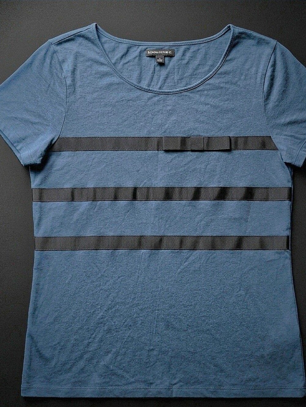 Blue Stripe Ribbon Trim Tee